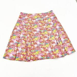 Robin Jordan Patterned Flower Pleated Colorful Skater Skirt Size M/L